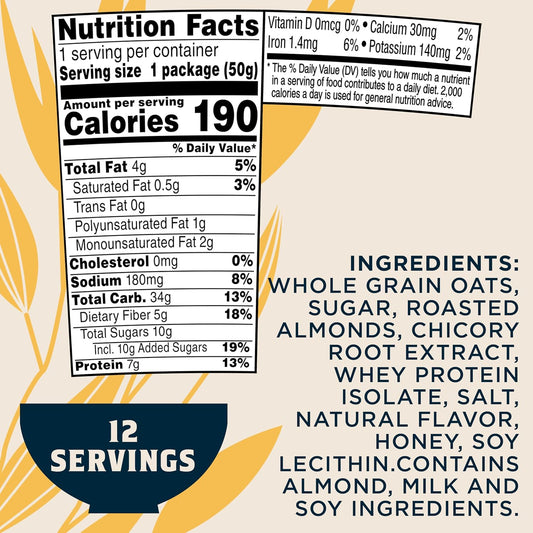 Quaker Instant Oatmeal Express Cups, Honey & Almonds, 1.76 Ounce (Pack of 12)