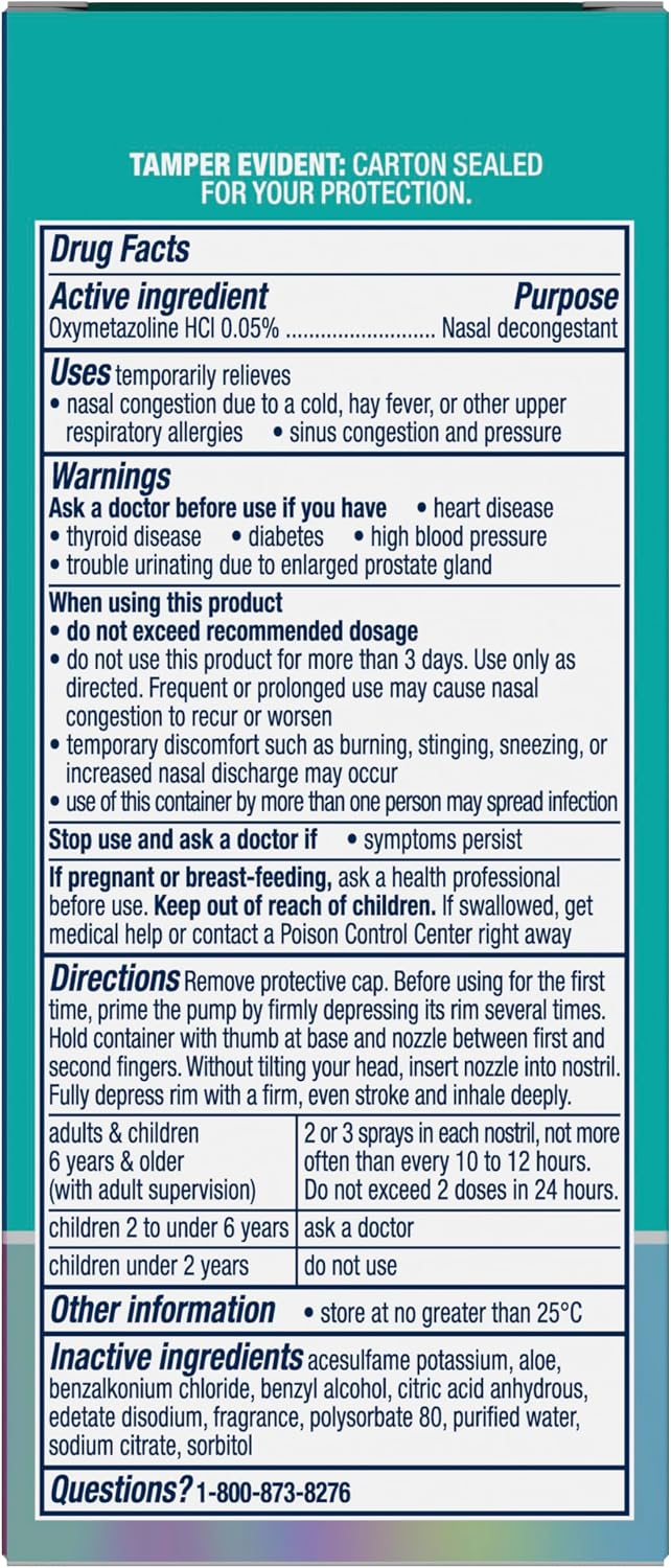 Vicks Sinex Severe Nasal Spray with Moisturizing Ultra Fine Mist, Decongestant for Stuffy Nose Relief from Cold, Allergy, Sinus Pressure - 265 Sprays