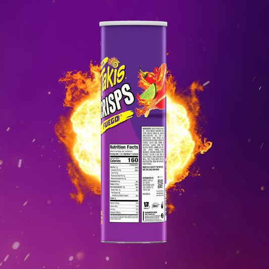 Takis Fuego Crisps - Hot Chili Pepper & Lime Flavored Extreme Spicy Potato Crisps Sharing Size Can (Pack of 3)