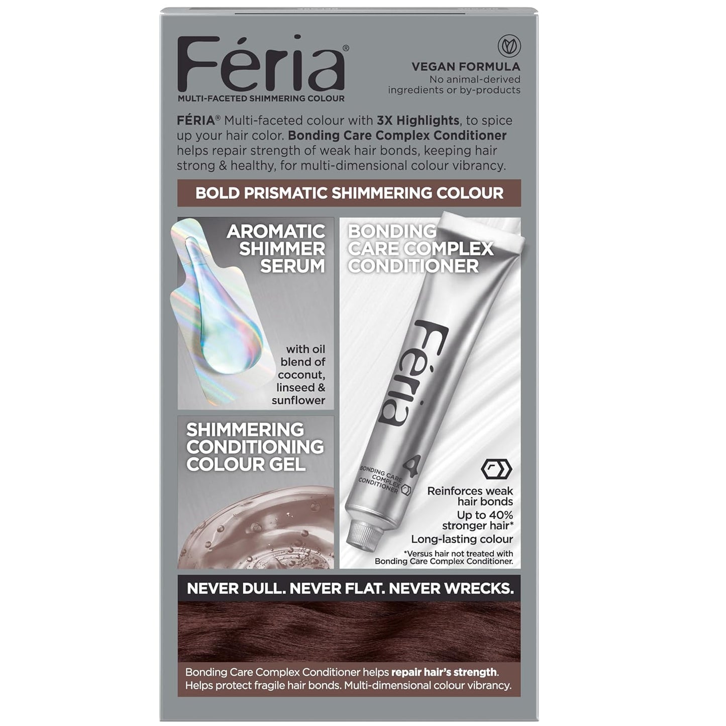 L'Oreal Paris Feria Multi-Faceted Shimmering Permanent Hair Color, High Intensity Hair Dye for 3X Highlights, 515 Chocolate Glaze, 1 Kit (Pack of 2)