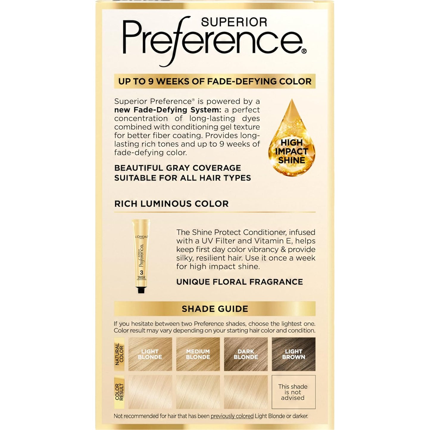 L'Oreal Paris Superior Preference Luminous Fade-Defying Permanent Hair Color, Hair Dye For Up to 9 Weeks of Radiance, Ultimate Natural Blonde 10NB, 1 Hair Dye Kit