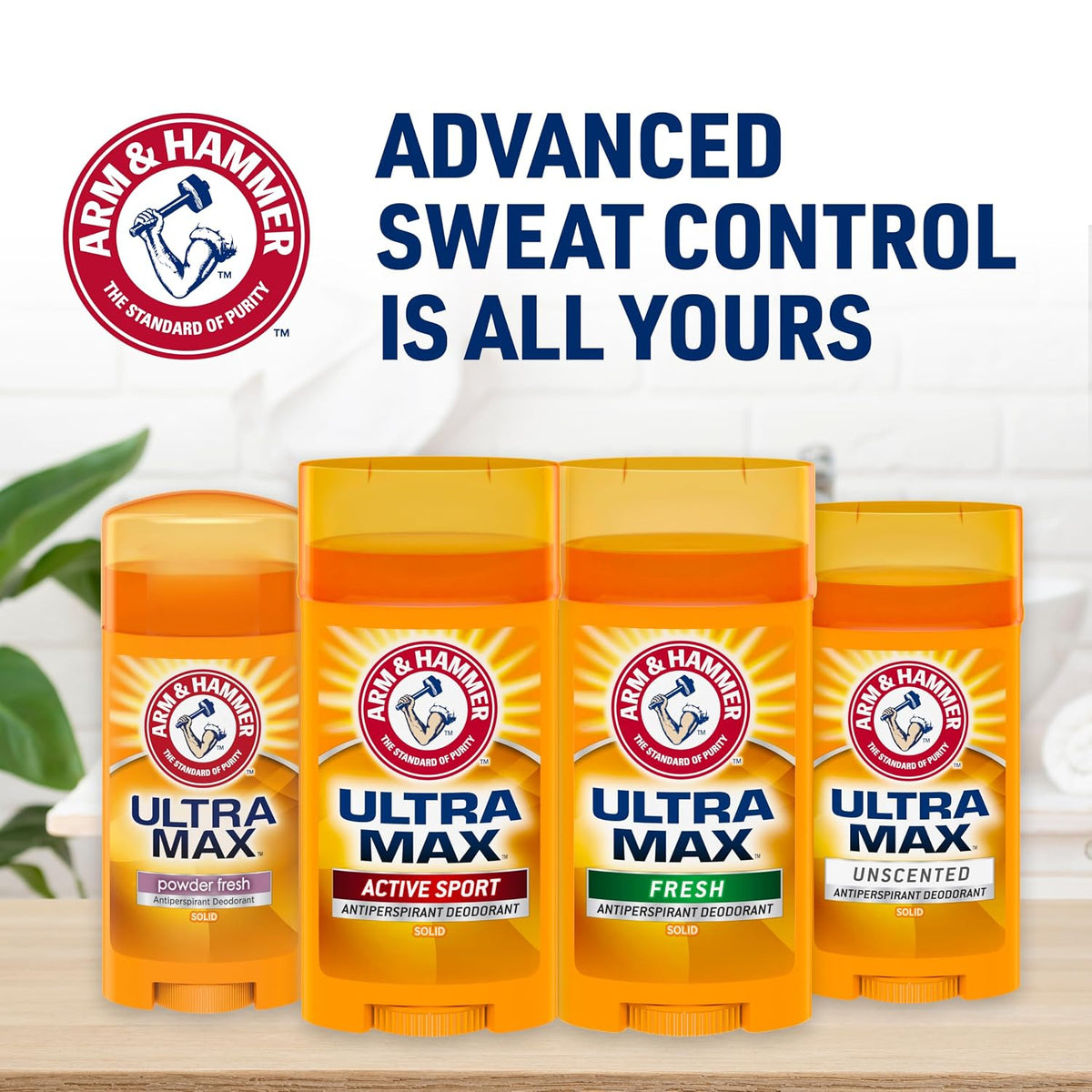 ARM & HAMMER ULTRA MAX Deodorant, Fresh Scent, Solid Stick 2.6 oz, 4-Pack
