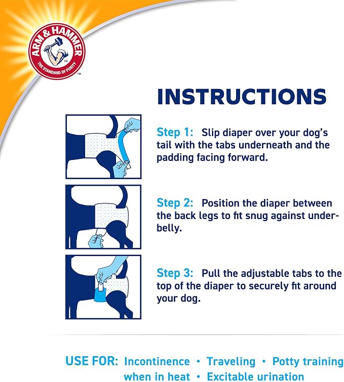 Arm & Hammer Disposable Female Dog Diapers, Large, 12 Count