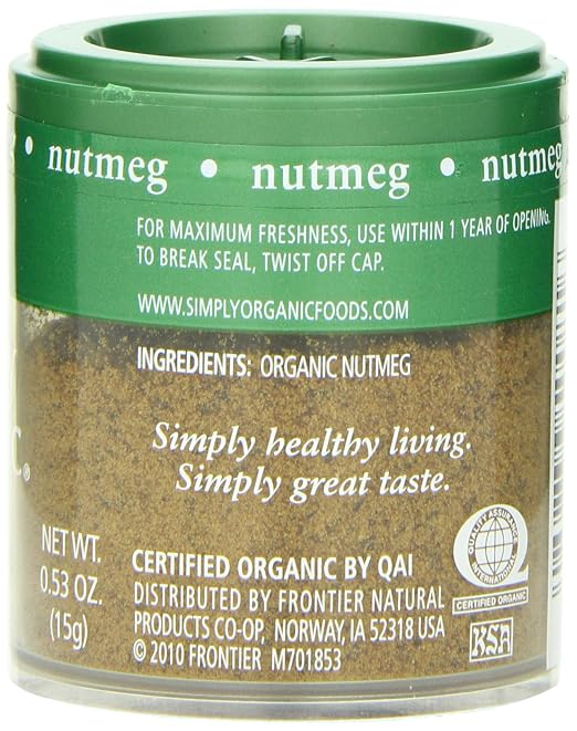 Simply Organic Nutmeg, Ground, Certified Organic, Kosher, Mini Spices | 0.53 Ounce (Pack of 6)