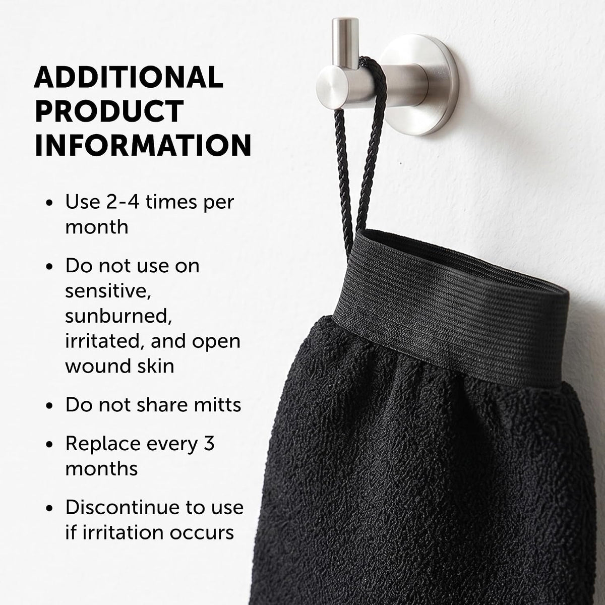 VALITIC Exfoliating Glove Body Scrubber Mitt for Shower, 1 Black