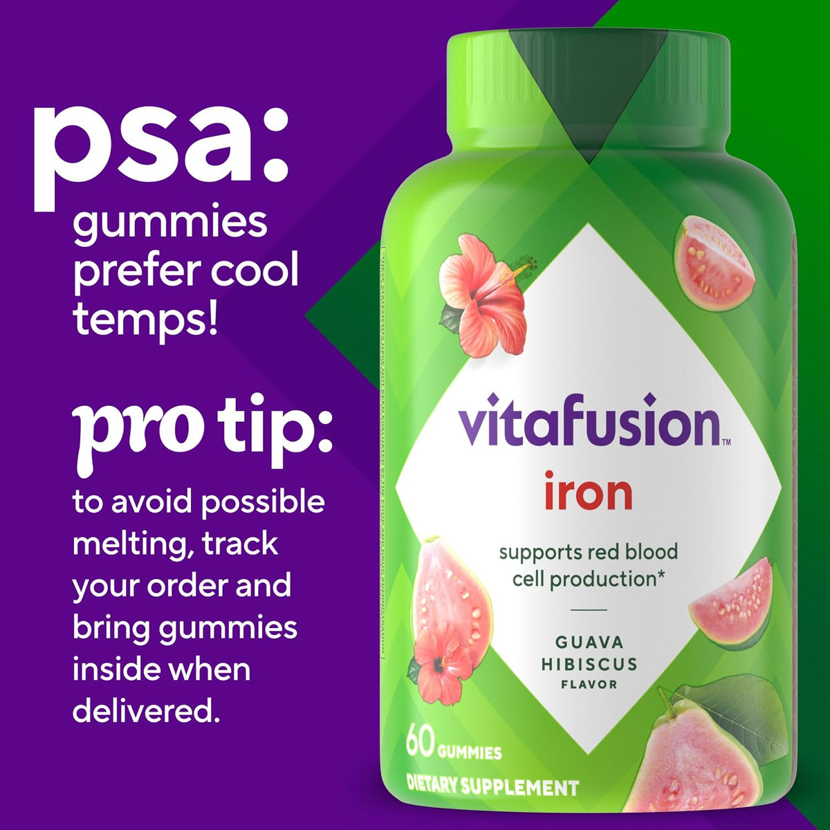 Vitafusion Iron Gummies | 60 Gummies for Adult Women & Men