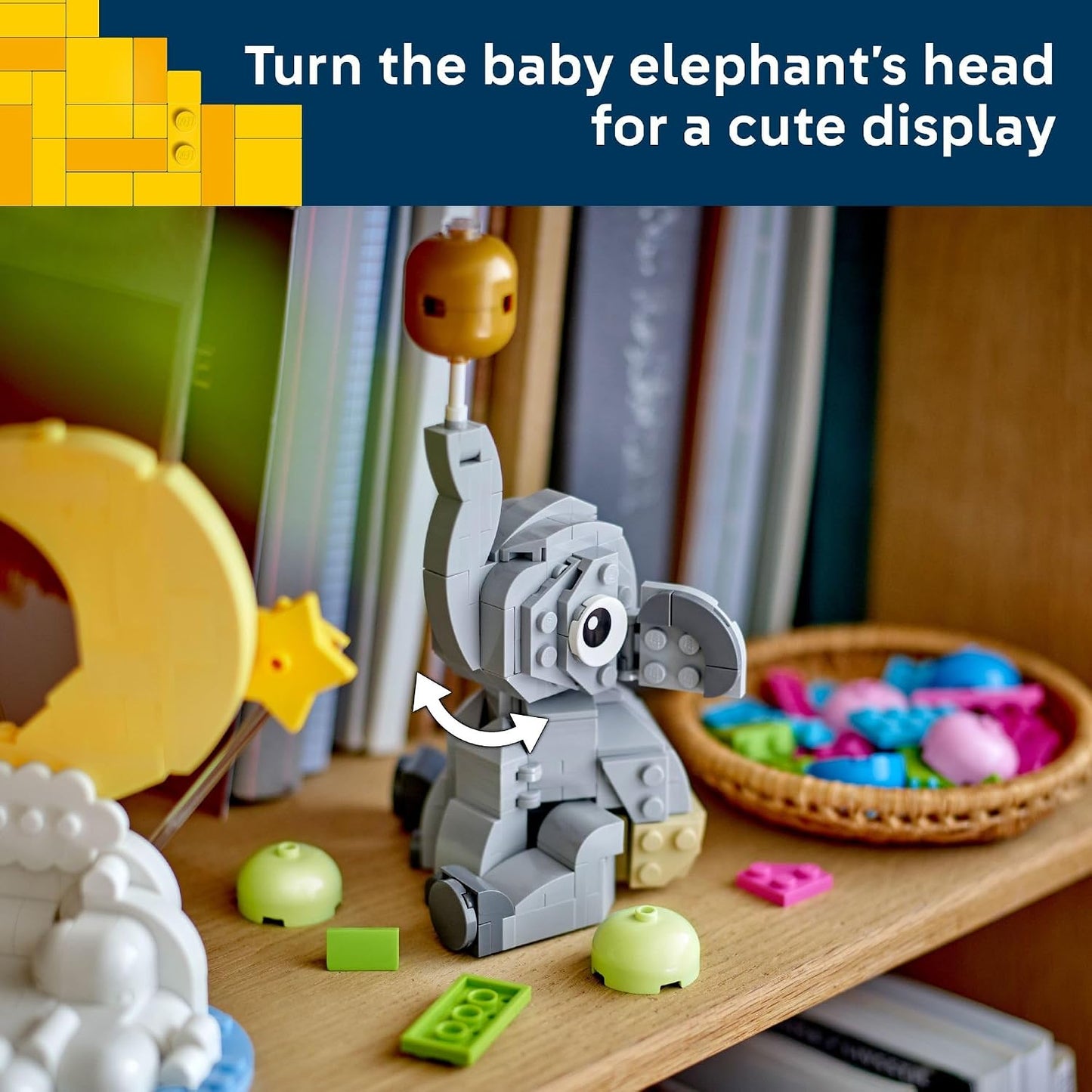 LEGO Baby Elephant in the Sky - Building Set for Adults, Ages 18+ - Nursery Decor for New Parents - Gift for Baby Showers for a Boy or Girl - 40814