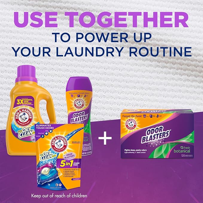 Arm & Hammer Dryer Sheet 80ct Odor Blaster Fresh Burst (Pack of 2)