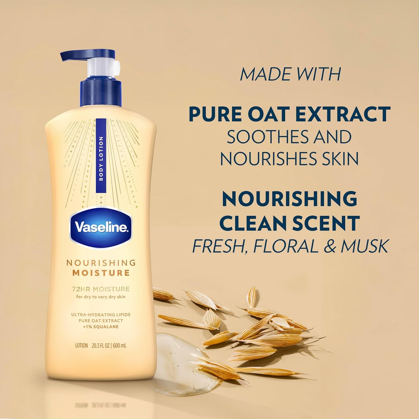 Vaseline Nourishing Moisture Nourishing Moisture Body Lotion for Dry Skin, Made with Ultra-Hydrating Lipids + Pure Oat Extract for Nourished, Healthy-Looking Skin 20.3 oz