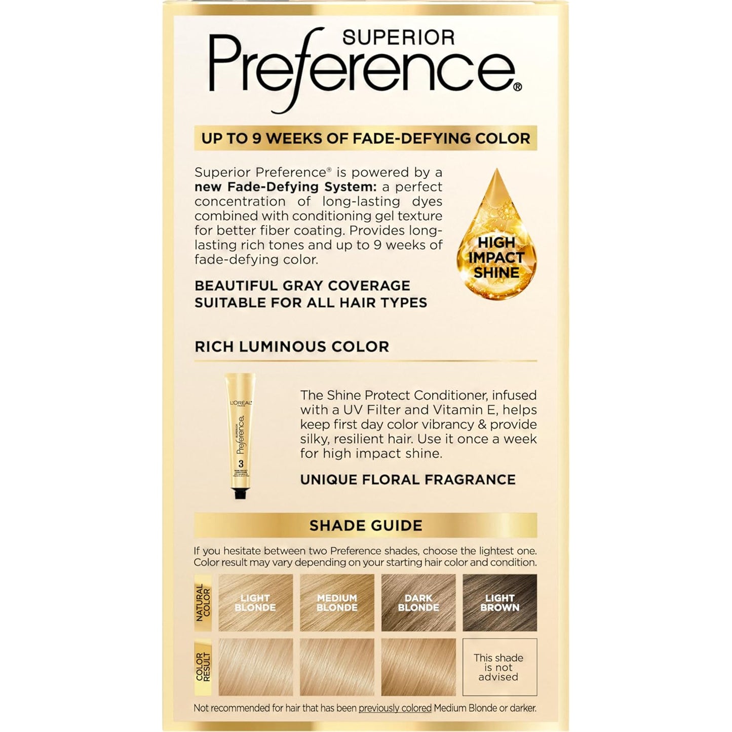 L'Oreal Paris Superior Preference Luminous Fade-Defying Permanent Hair Color, Hair Dye For Up to 9 Weeks of Radiance, Natural Blonde 9, 1 Hair Dye Kit