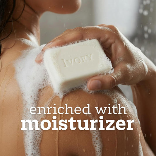 Ivory Gentle Bar Soap, Designed for Whole Family, 99.44% Pure Formula, Plant-Based Cleanser, Made Without Heavy Perfumes, Parabens & Phthalates, for All Skin Types, Original Scent, 3.17 oz (12 Count)