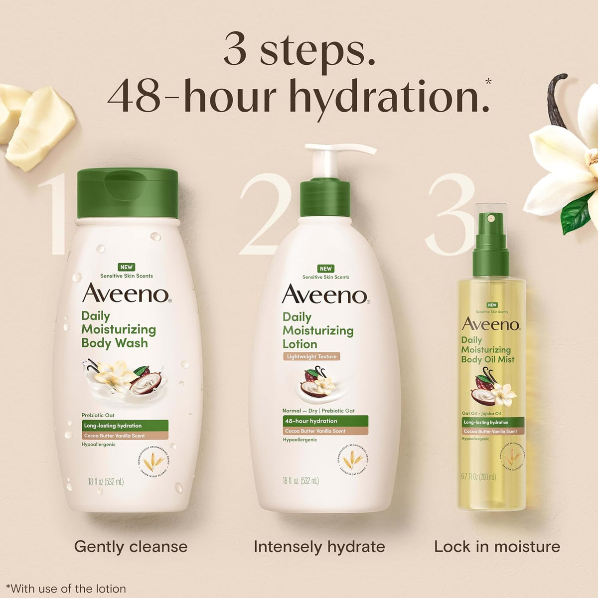 Aveeno Daily Moisturizing Body Wash, Cocoa Butter Vanilla, 18 fl. oz