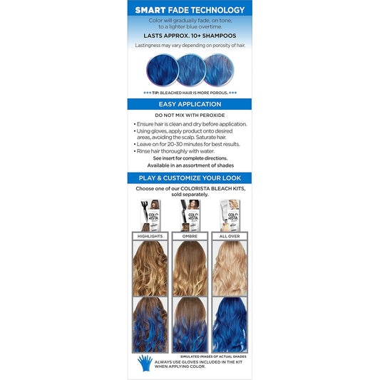 L'Oreal Paris Colorista Metallic Semi Permanent Hair Color for Bleached or Blonde Hair, Color Depositing Hair Mask Formula, Metallic Blue (Pack of 2)