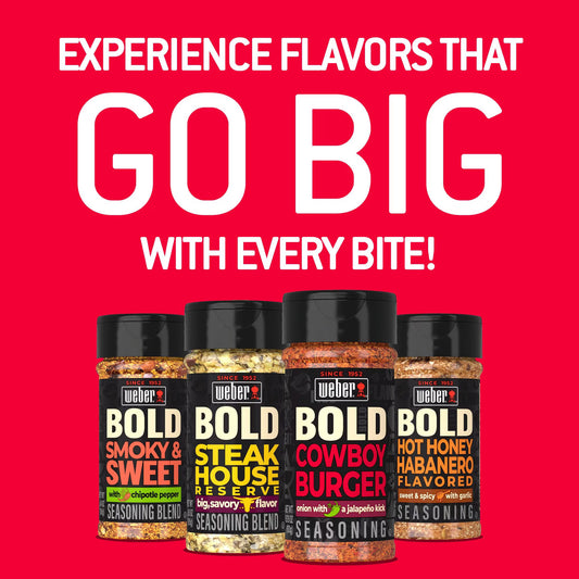 Weber BOLD Cowboy Burger, Onion and Jalapeno Burger Seasoning Blend, 5.75 oz Bottle