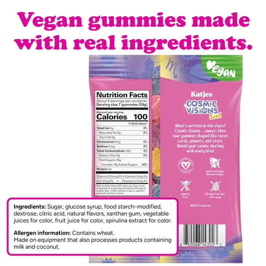 Katjes Cosmic Visions Sour Vegan Gummy Candy, Gelatin Free, 4.9 oz