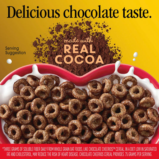 Chocolate Cheerios, Heart Healthy Gluten Free Breakfast Cereal, Family Size, 19.2 oz