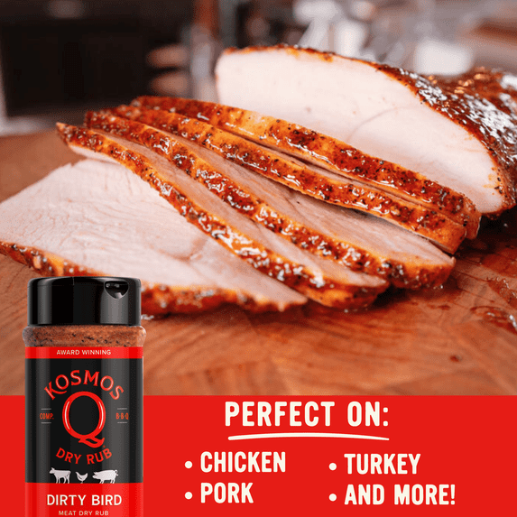 ( 2 Pack ) Kosmos Q Dirty Bird Dry BBQ Rub and Seasonings for Beef, Chicken & Pork, 11 oz