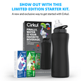 Cirkul 32oz Matte Black Stainless Steel Starter Kit with Matte Black Cirkul Lid 2.0 and 2 Flavor Cartridges (Blueberry Grape & Kiwi Berry)