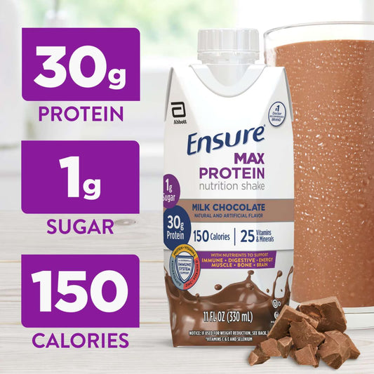 Ensure Max Protein Shake, 30g Protein, Milk Chocolate, 11 fl oz, 12 Pack