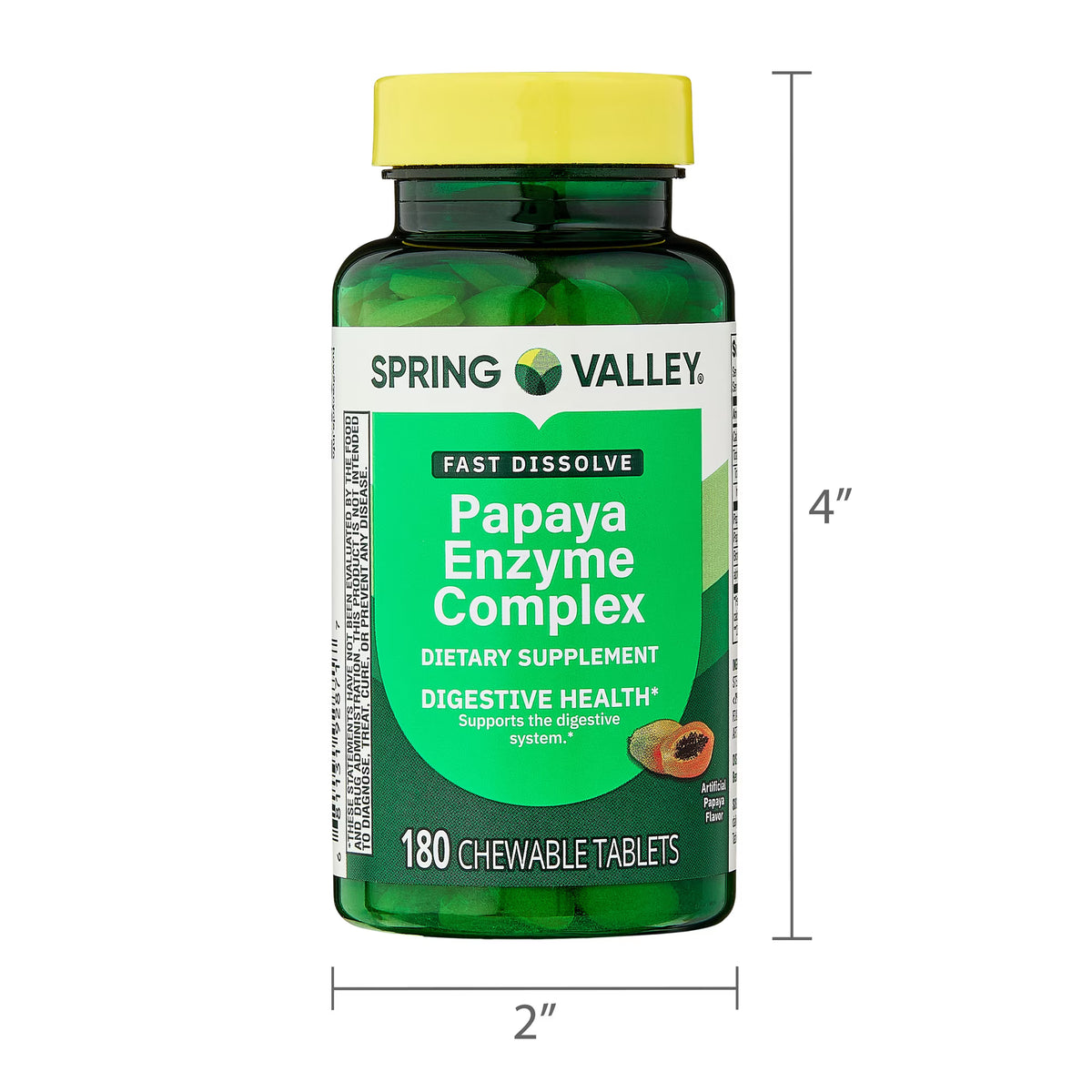 (2 pack) Spring Valley Papaya Enzyme Complex Chewable Tablets Dietary Supplement, Digestive Health, 180 Count