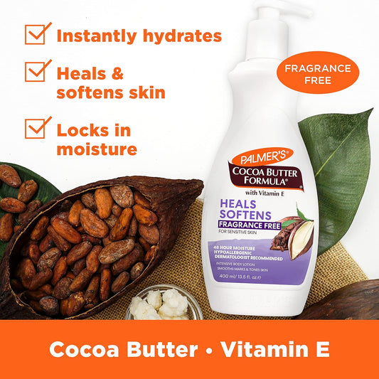 Palmer's Cocoa Butter Formula Fragrance Free Body Lotion, 13.5 Ounce (Pack of 2)