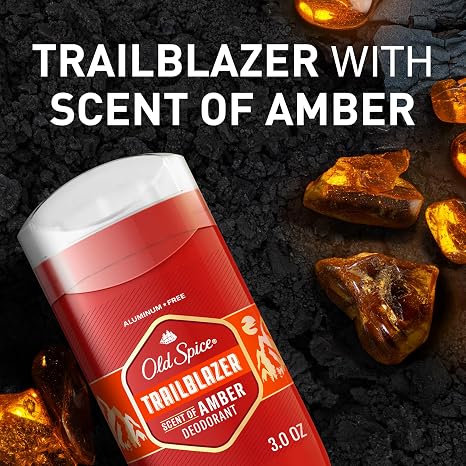 Old Spice Aluminum Free Deodorant for Men, 24/7 Odor Protection, 24/7 Freshness & Lasting Scent, Trailblazer with Amber Scent, 3.0 oz (Pack of 3)