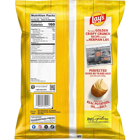 Lay's Classic Potato Chips Snacks, Gluten Free Chips, Party Size, 13oz Bag