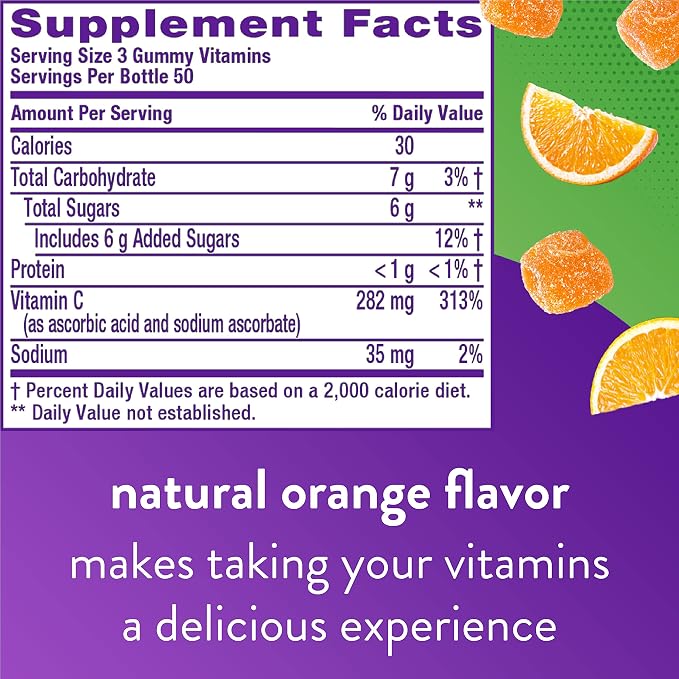 Vitafusion Omega-3 Berry Lemonade Heart Health Gummies 120 Count and Orange Flavored Vitamin C Gummies for Immune Support 150 Count