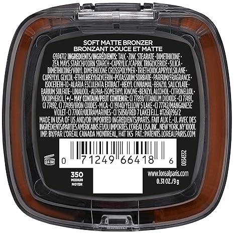 L'Oreal Paris Infallible Up to 24H Fresh Wear Soft Matte Longwear Bronzer. Waterproof, heatproof, Transfer, humidity and sweatproof, Medium, 0.31 oz