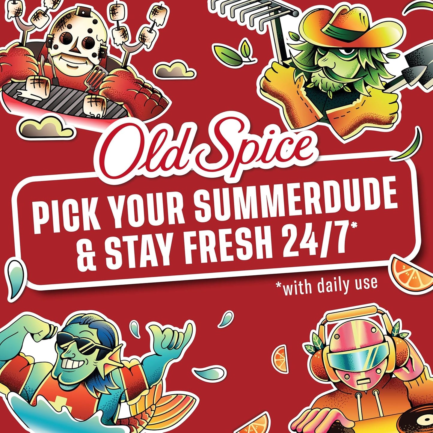 Old Spice Body Wash for Men, Summerdudes, 24/7 Shower Fresh with Daily Use, Long Lasting Scent, Cleanse & Refresh Skin, VIP Festival Experience, Broseidon with Ocean Surf Scent, 24 oz