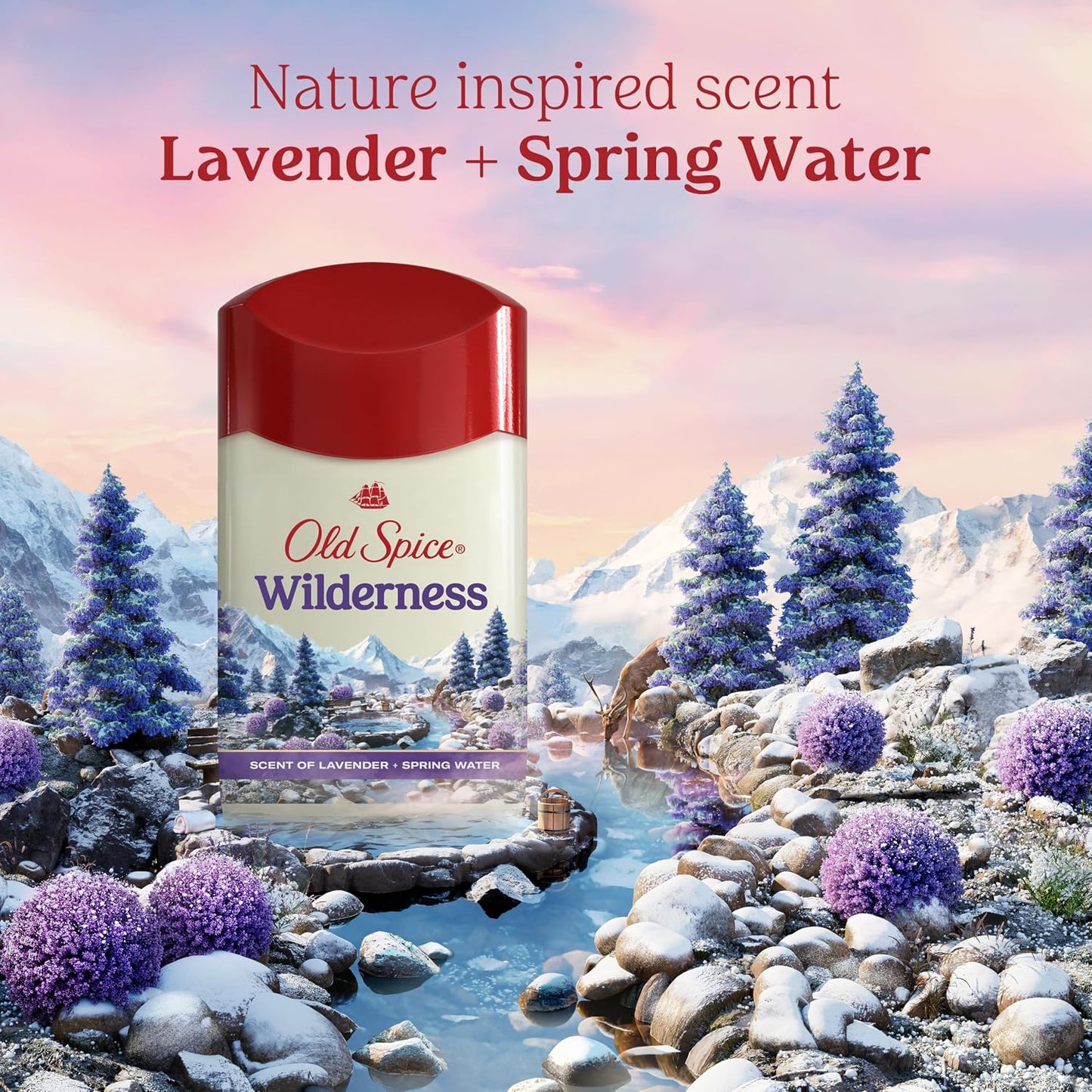 Old Spice Dry Feel Antiperspirant Deodorant for Men, 24/7 Sweat & Odor Protection, Gentle on Skin with Skin Conditioners, Wilderness with Lavender + Spring Water Scent, 2.6 oz (Pack of 2)