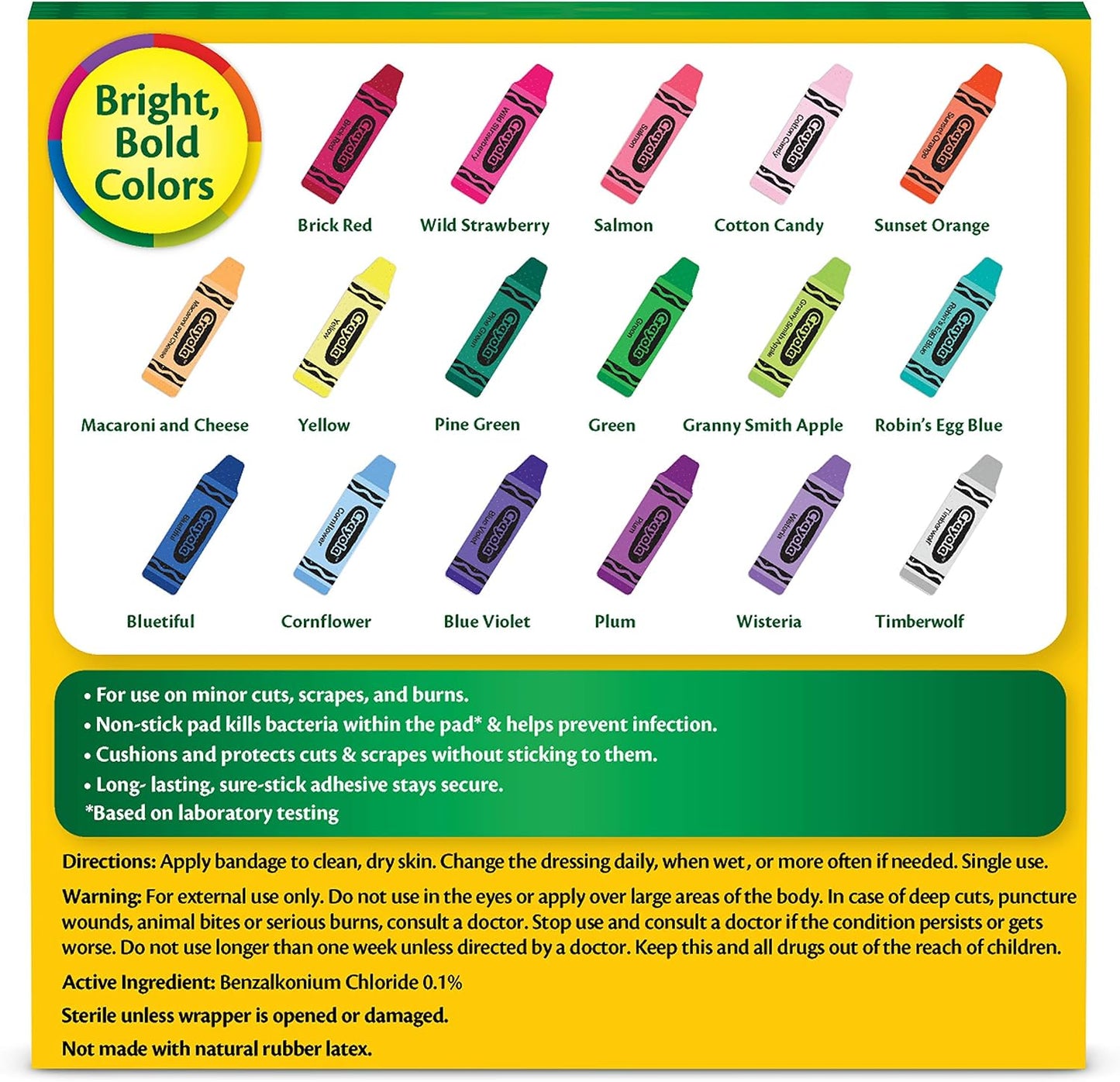 Crayola Shaped Kids Adhesive Bandages, 100 Count | For Minor Cuts, Scrapes, & Burns. Great for Birthdays, School Supplies, Stickers, Stocking Stuffers & White Elephant Gifts