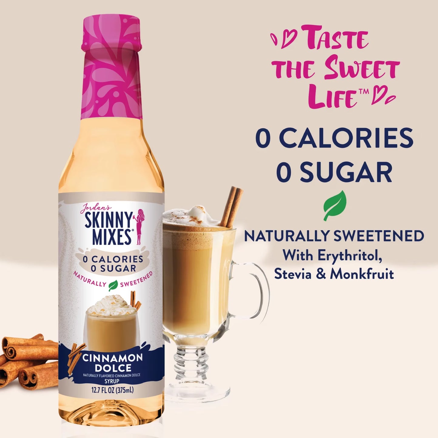 Jordan's Skinny Mixes Naturally Sweetened Cinnamon Dolce Syrup, 375 mL