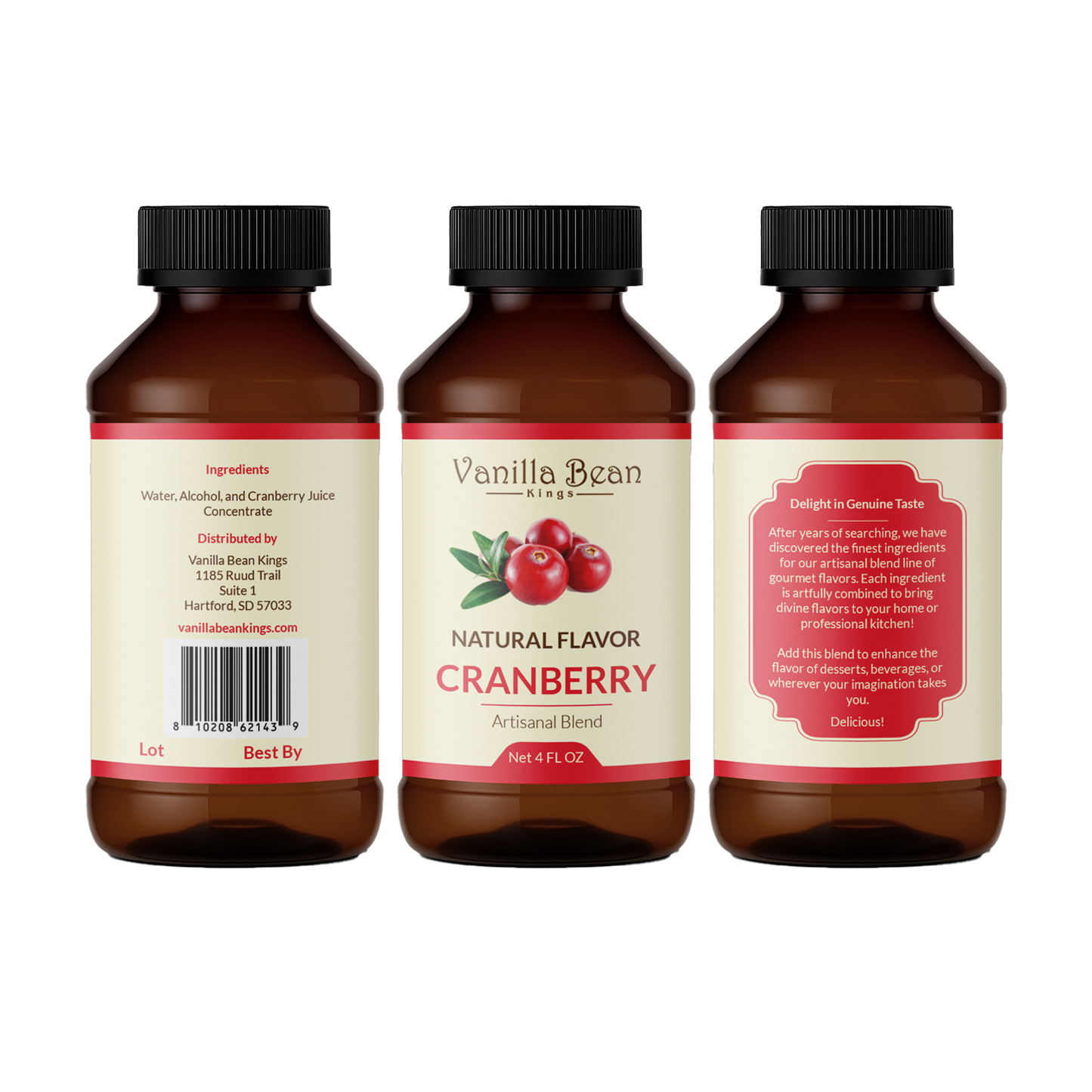 Natural Cranberry Extract for Baking and Flavoring - 4 OZ - Natural Flavors for Baked Goods, Desserts, & Cooking