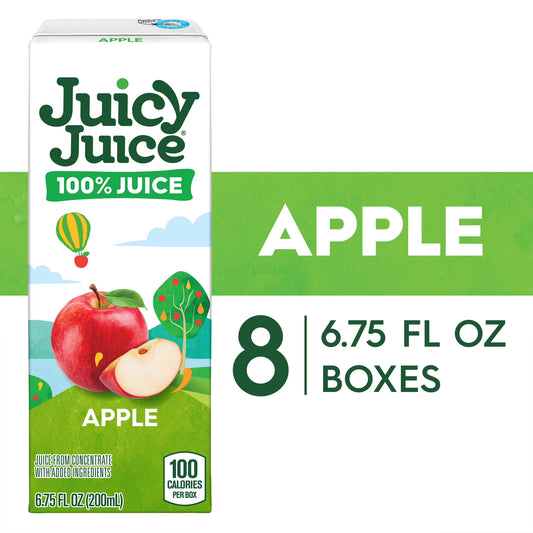 Juicy Juice 100% Juice, Apple Juice, 8 Count, 6.75 fl oz Juice Boxes