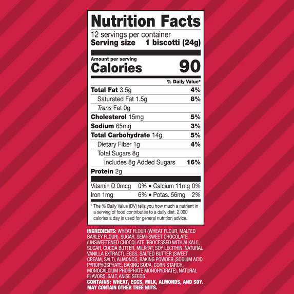Nonni's Bakery, Cioccolati Almond Biscotti, Individually Wrapped, 10.32oz, 12ct Value Pack