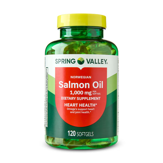 (2 pack) Spring Valley Norwegian Salmon Dietary Supplement Softgels for Heart Health, 1000 mg, 120 Count