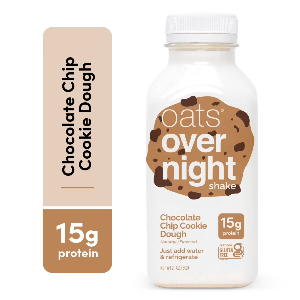 (4 pack) Oats Overnight Chocolate Chip Cookie Dough Protein Overnight Oatmeal Shake, 2.1 oz, 1 Count