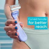Venus Razor Kit for Pubic Hair & Skin, 1 Handle + 2 Refills + Shower Hook, Purple