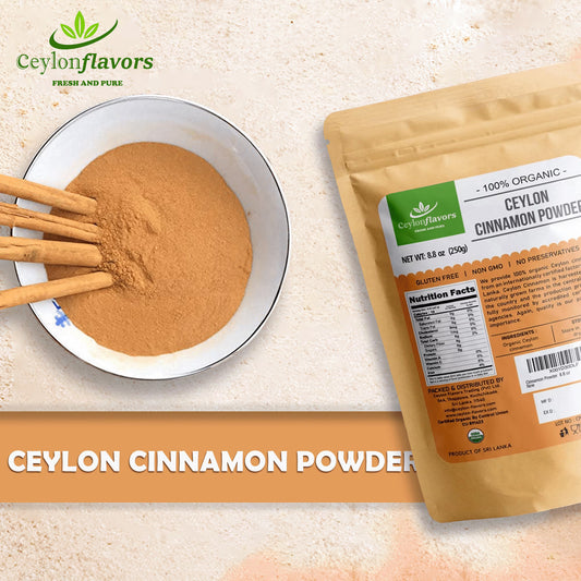 Organic Ceylon cinnamon powder premium special grade from a USDA certified farm in Sri Lanka 8.8 oz (250 g)