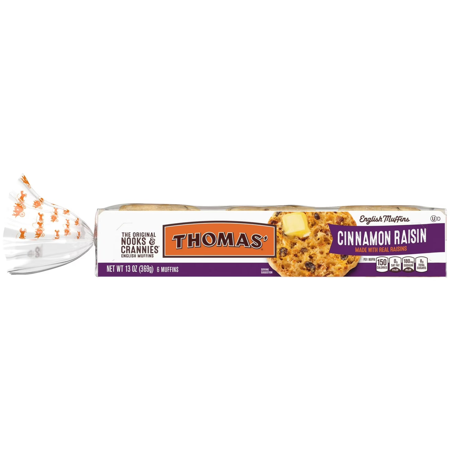 Thomas' Cinnamon Raisin English Muffin, 6 count, English Muffins, 13 oz Tray