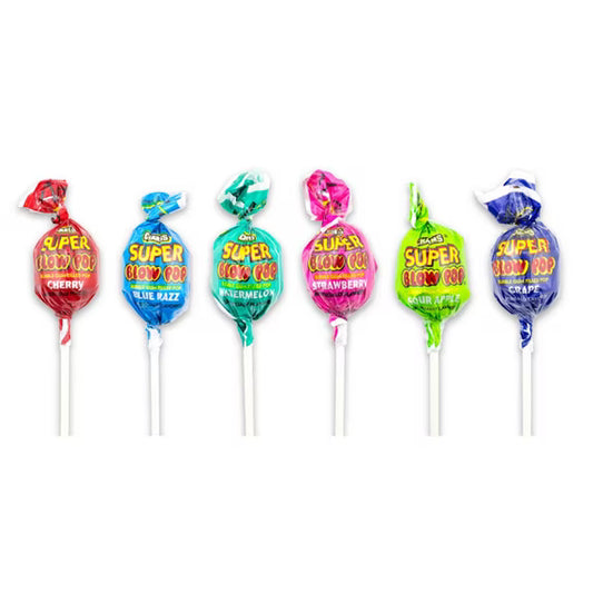 CHARMS SUPER Blow Pop, Assorted Flavors, Bubble Gum Filled Lollipops (48 Count)