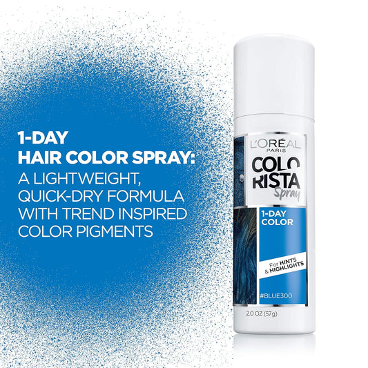 L'Oreal Paris Colorista 1-Day Washable Temporary Hair Color Spray, Blue, 2 Ounces
