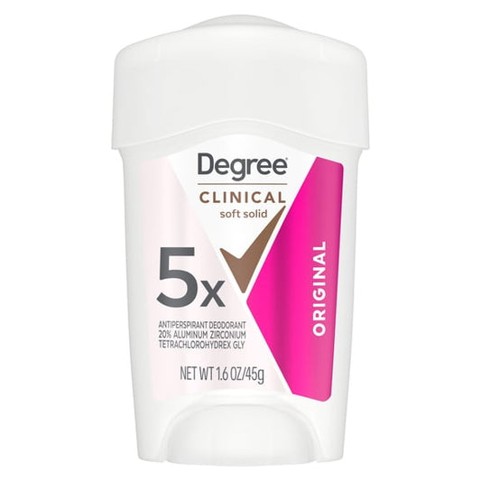 (3 pack) Degree Clinical Strength Antiperspirant Deodorant 96-Hour Sweat and Odor Protection Original Soft Solid 5x Types of Sweat, 1.6 oz