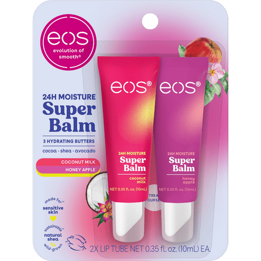 (3 pack) Eos 24H Moisture Super Balm- Coconut Milk & Honey Apple, Lip Sleeping Mask, 0.35 fl oz, Pack of 2