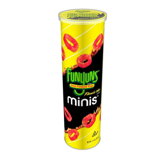 (3 pack) Funyuns Minis Flamin Hot Flavored Onion Rings, 2.785 oz Canister