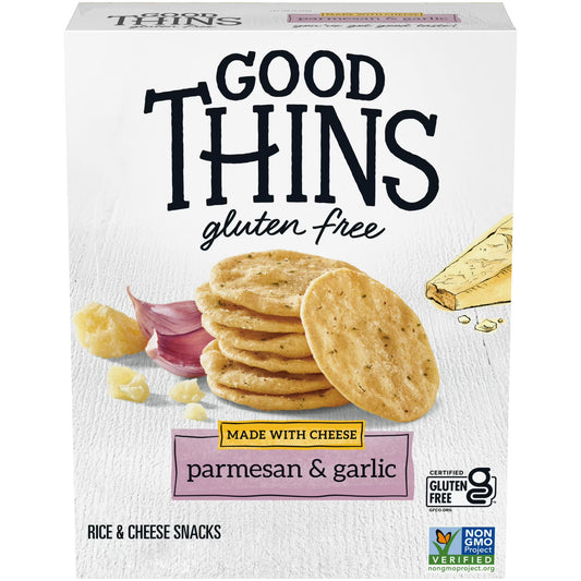 (3 pack) GOOD THINS Parmesan & Garlic Rice & Cheese Snacks Gluten Free Crackers, Snack Crackers, 3.5 oz