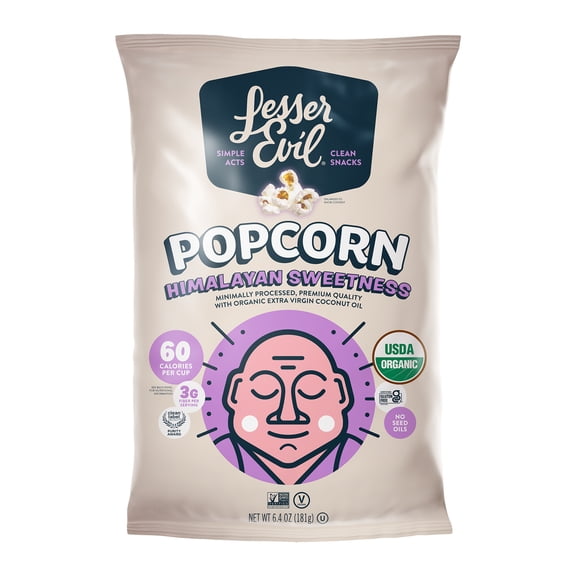 (4 pack) LesserEvil Himalayan Sweetness Organic Popcorn, 6.4 oz