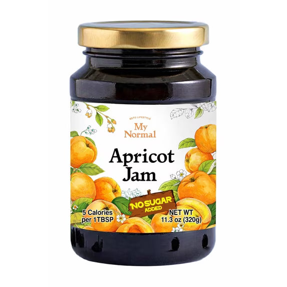 My Normal No Sugar Apricot Jam Diabetic-Friendly, Apricot 50% Fruit Jelly with Allulose, Keto & Zero Sugar Jam, Only 4 Ingredients, No Artificial Additives (320g, 11.28 oz)