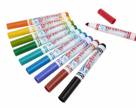 Crayola Washable Dry-Erase Fine Line Markers, 12 Classic Colors NonToxic Art Tools for Kids & Toddlers 3+